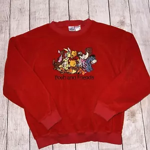 Disney Store Red Pooh And Friends Pullover Fleece Embroidered Medium Sweatshirt - Picture 1 of 5