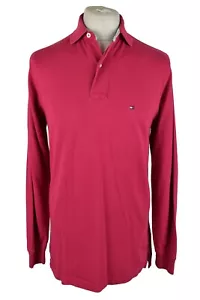 TOMMY HILFIGER Pink Polo Shirt Mens Long Sleeves Top Outdoors Outerwear - Picture 1 of 8