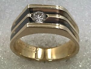 14 karat men diamond ring - 14K Magic Glo gold solitaire 0.40 Carat diamond ring