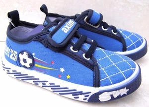 NEW BABY BOYS BLUE LEATHER INSOLES TRAINERS CANVAS SNEAKERS SHOES SIZE UK 5 - Picture 1 of 5