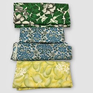 Multicolored Cotton Linen Fabric Lot Of 4 Floral Pieces Size In Description READ - Picture 1 of 16