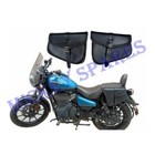 ROYAL ENFIELD METEOR 350CC GENUINE LEATHER BLACK PANNIER BAGS PAIR D2