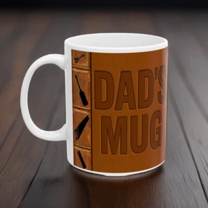 Papas Tasse Leder Muster Look Werkzeugbecher lustig Ehemann Tasse, Geschenk für Ihn - Bild 1 von 12