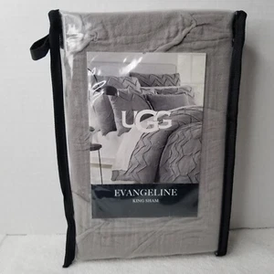 UGG Evangeline Pillow Sham King Size Seal Grey 21 x 36 Raised Chevron Pattern - Picture 1 of 5