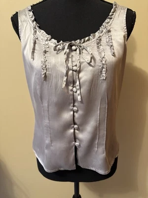 J JILL - 100% Silk Silver Blouse - Size 6 - Image 1 of 4