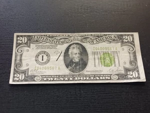 1928b $20 Light Green Seal Federal Reserve Note IA Block - Picture 1 of 6