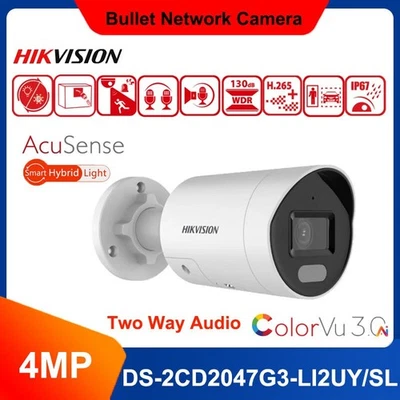 Hikvision DS-2CD2047G3-LI2UY/SL 4MP ColorVu 3.0 AcuSense Camera 2-Way Audio 2Mic - Image 1 of 4