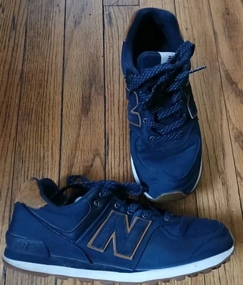 New Balance 574 - Zapatillas deportivas con cordones azul marino/marrón para jóvenes talla 5 Foto 1 de 4