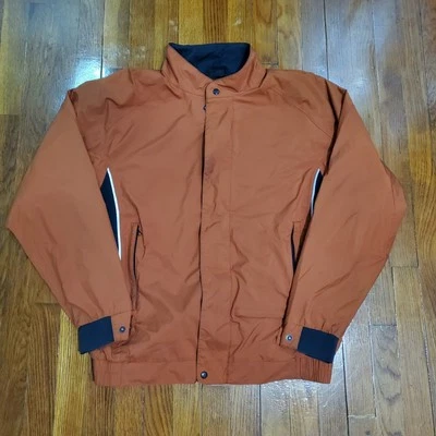 Dryjoys By Footjoy Jacket Mens Medium Orange Rain Coat Shell Golf Full Zip - Image 1 of 4