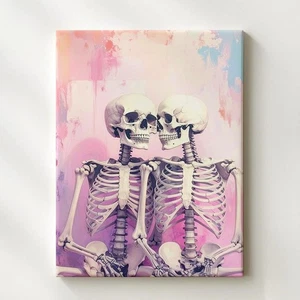 Arte de pared romance esqueleto poético lienzo abrazo eterno - Imagen 1 de 8