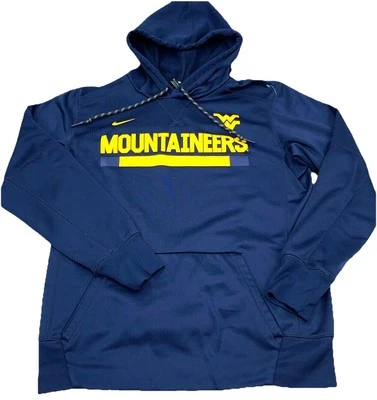 West Virginia Mountaineers Hoodie Men Medium Sweatshirt Nike Dri FIt WVU Adult * - Image 1 of 4