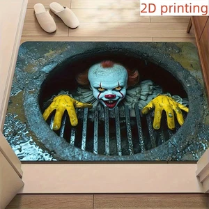 Halloween Fußmatte Pennywise Clown - rote Haare Horror Willkommen Teppich rutschfest - Bild 1 von 4