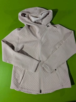 Sudadera con capucha acolchada New Balance cremallera asimétrica para mujer XL rosa muy claro blanco roto Foto 1 de 4