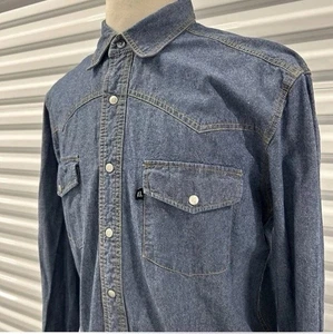 KE Ryan Michael Male Medium Denim Snap Western Rodeo Popper Cowboy Shirt Rodeo - Picture 1 of 11