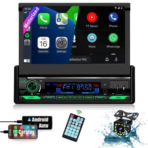 (2025 Motorized) Single Din Apple Carplay Car Stereo with Android Auto - 7 In... - Picture 1 of 7