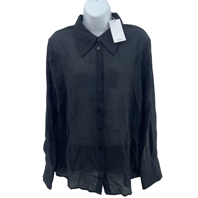 Mango Corona Buttoned Flowy Shirt, Office-Look, Size XL, Black, RRP £35.99 - Image 1 of 4
