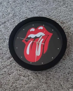 Rolling Stones Band Wall Clock Tongue Lips Logo 2003 RST Concerts Round Black - Picture 1 of 4