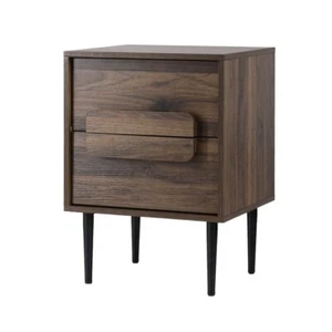 Artiss Bedside Table 2 Drawers Side End Table Storage Cabinet Nightstand Walnut - Picture 1 of 7