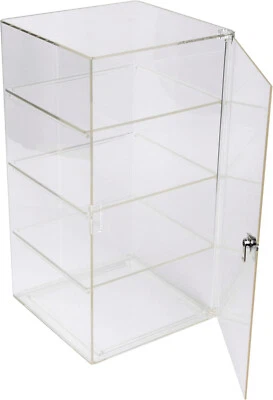 3 Removable Shelf Clear Acrylic Display Case Retail Jewelry Merchandise Lock Key - Image 1 of 4