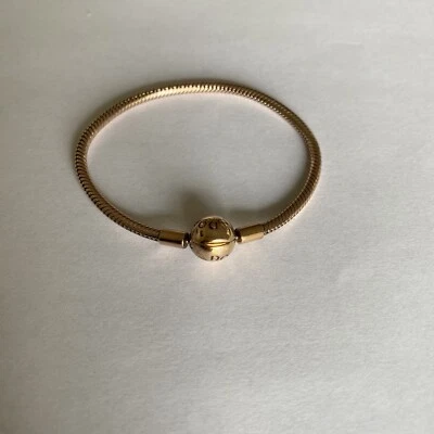 Authentic Pandora Bracelet 6.3" Pink Gold Pleated Sterling Silver Snake Chain - Image 1 of 4