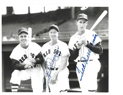 Ted Williams & Dom DiMaggio Autographed Baseball 8x10 Brace Photo Boston Red Sox - Image 1 of 2