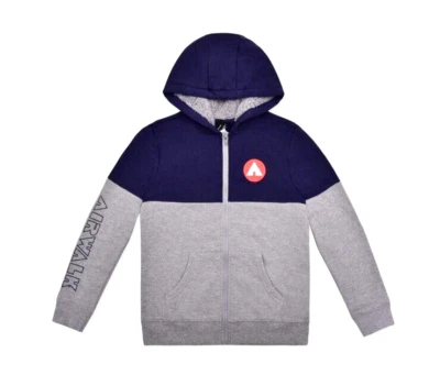 AIRWALK Large Youth Boys Gray Black Sherpa Fleece Zipper Hoodie NWT - Image 1 of 2