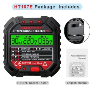 HABOTEST HT107 Pro Socket Tester - RCD Test, Voltage, Ground/Neutral, UK Plug - Picture 1 of 7