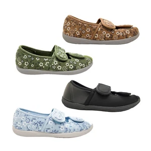Homyped Anika Womens Slippers Open Toe Dual Adjustable Tab Wide Fit Flat Sole - Picture 1 of 30