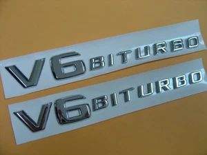 Pair of * V6 BITURBO * Chrome Badge Emblems BMW VW TDI Garett Maserati Si 425 - Picture 1 of 4