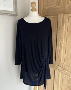 Cotton Traders Size UK 20 Top Blue Metallic Sparkle Glitter Womens Plus Size - Picture 1 of 9