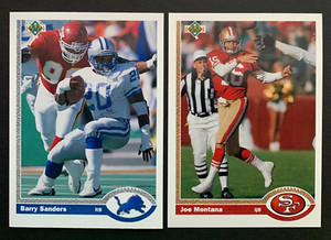 1990 Upper Deck Football PROMOs Joe Montana #1 Barry Sanders #500