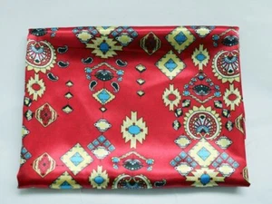 1Yard Vintage Patchwork Fabric Satin Charmeuse Material For Gown Scarf - Picture 1 of 12