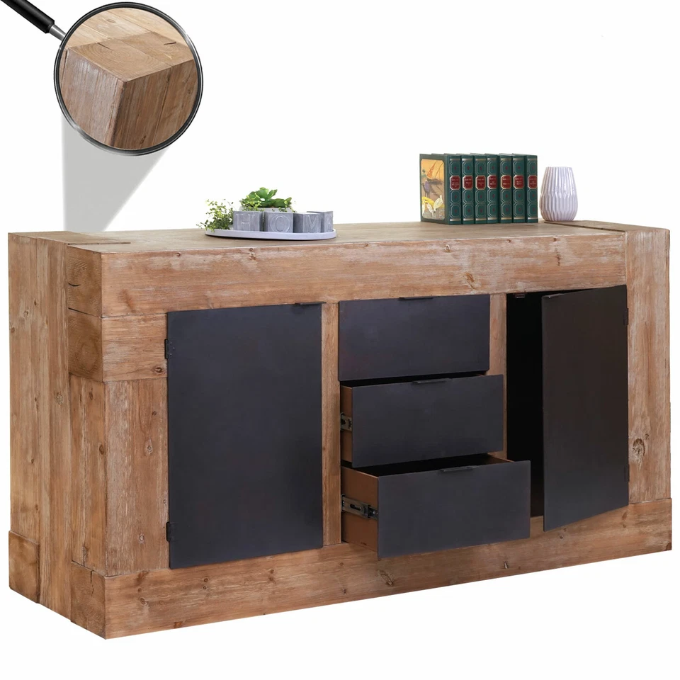 Sideboard HWC-A15, Kommode Anrichte, Tanne Holz rustikal massiv 90x160x45cm 67kg - Bild 1 von 4
