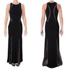 New Aqua By Bloomingdales Black & Nude Lace Inset Sweep Train Formal Maxi Gown 4