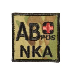 AB+ ABPOS NKA Tipo de sangre Multicam Bosques Bordado Sujetador Parche - Imagen 1 de 4