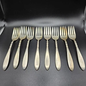 Lote de 8- 1847 horquillas Rogers/IS 1910 Queen Ann/St Moritz plateadas 6" - Imagen 1 de 4