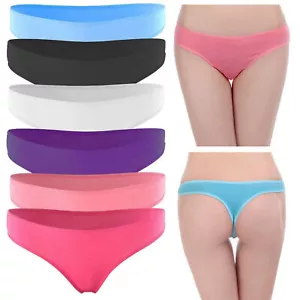 6 Pack Womens Ladies Cotton Thongs G-String Knickers Panties Briefs Underwear - Picture 1 of 15