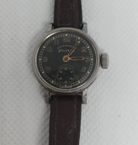 Helvitia Vintage Watch Black Face 3941P Small ladies Military ? Movement 90a - Picture 1 of 23