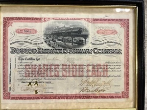 Vintage Boston Elevated Railway Co Stock Certificate 1894 50 Shares Framed -7589 - Picture 1 of 6