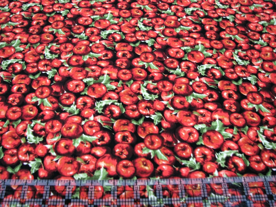 Tela de algodón acolchada de 3 yardas - Tesoros atemporales manzanas rústicas empaquetadas negras Foto 1 de 1