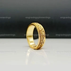 Flower Spinner Ring 18k Gold Plated Handmade Ring Minimalist Engagement Ring - Picture 1 of 12