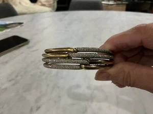 David Yurman Sterling Silver & 18K Labyrinth Double Loops Pave Diamonds Bracelet - Picture 1 of 14