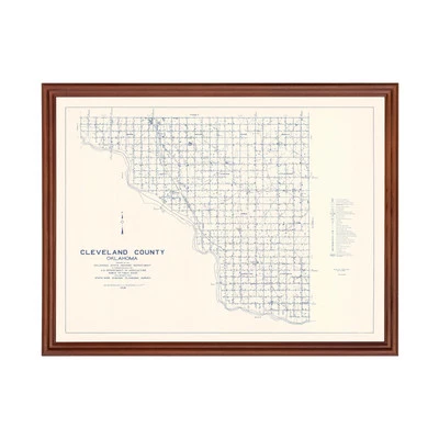 Old Map of Cleveland County, OK 1936 - Vintage Oklahoma Art - Image 1 of 4