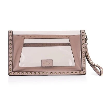 Bolso sin asas Valentino Rockstud PVC transparente con tachuelas Foto 1 de 4