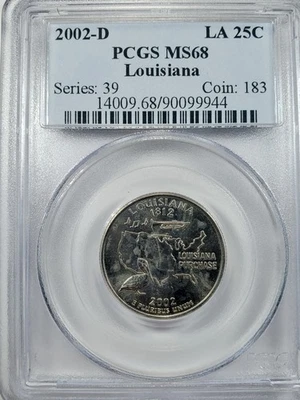 2002-D PCGS MS68 Louisiana State Quarter Business Strike 25C  - Image 1 of 4
