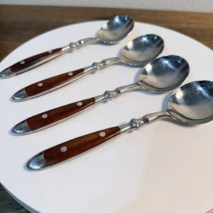 Chefs Bistro Brown Round Soup Spoons Set of  4 - Picture 1 of 7