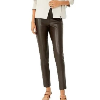 NWT Ann Taylor Luxe Faux Leather Seamed Side Zip Legging in Pure Chocolate-Large - Image 1 of 4