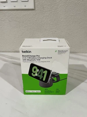 Belkin BoostCharge Pro 2-in-1 Wireless Charging Dock MagSafe Black - Image 1 of 4