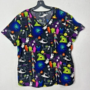 Disney Nightmare Before Christmas Women's Medical Scrub Top Size Large - Picture 1 of 5