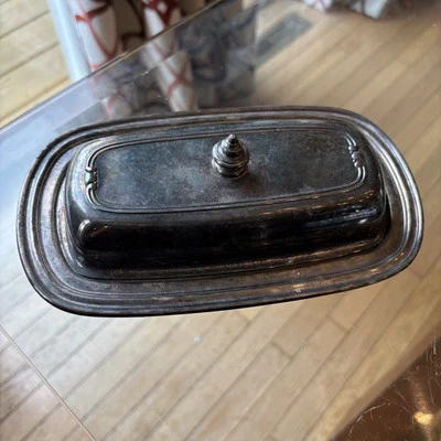 Plato de mantequilla vintage Henly Oneida plateado con inserto de vidrio DEFECTUOSO Foto 1 de 4